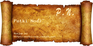 Petki Noé névjegykártya